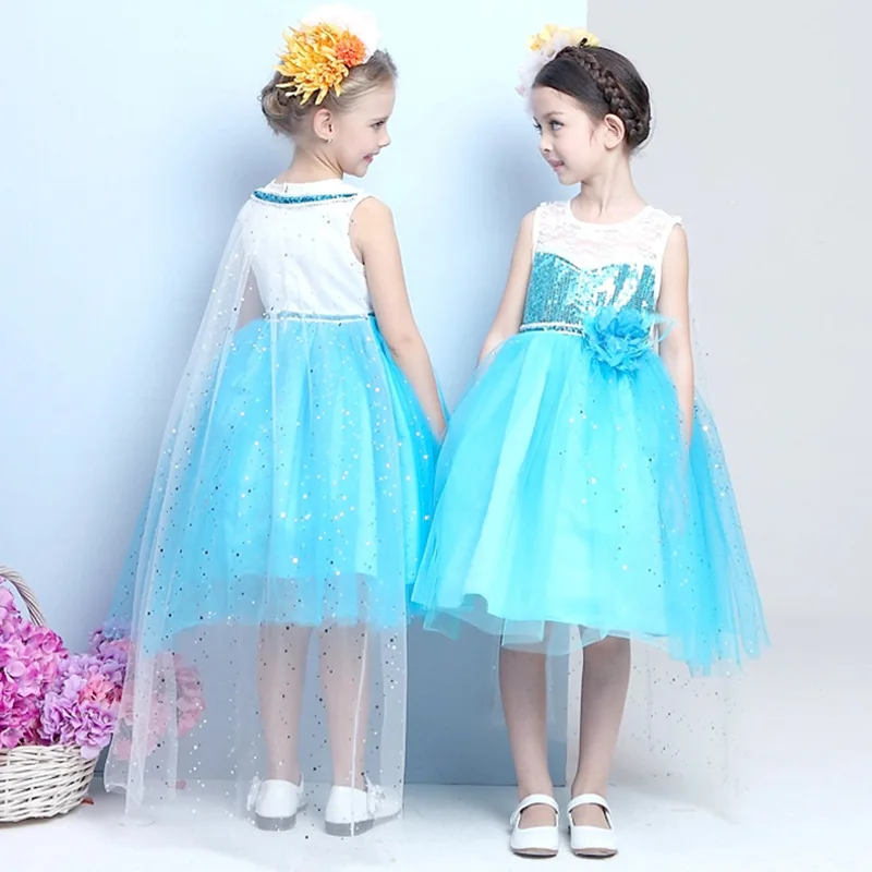 Платье Анны и Эльзы для девочек; карнавальный костюм на Пасху; Детские праздничные платья на день рождения для девочек; платье принцессы; одежда для детей