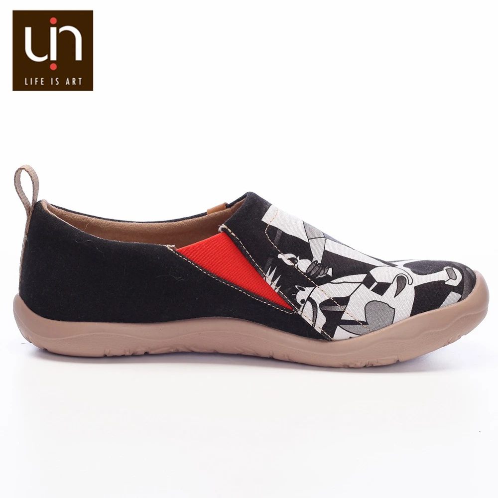 Preise UIN Kunst Gemalt Leinwand Schuhe für Männer Casual Schwarz Schuhe Slip on Fashion Loafer Komfort Wanderschuhe Leichte   weiche Turnschuhe