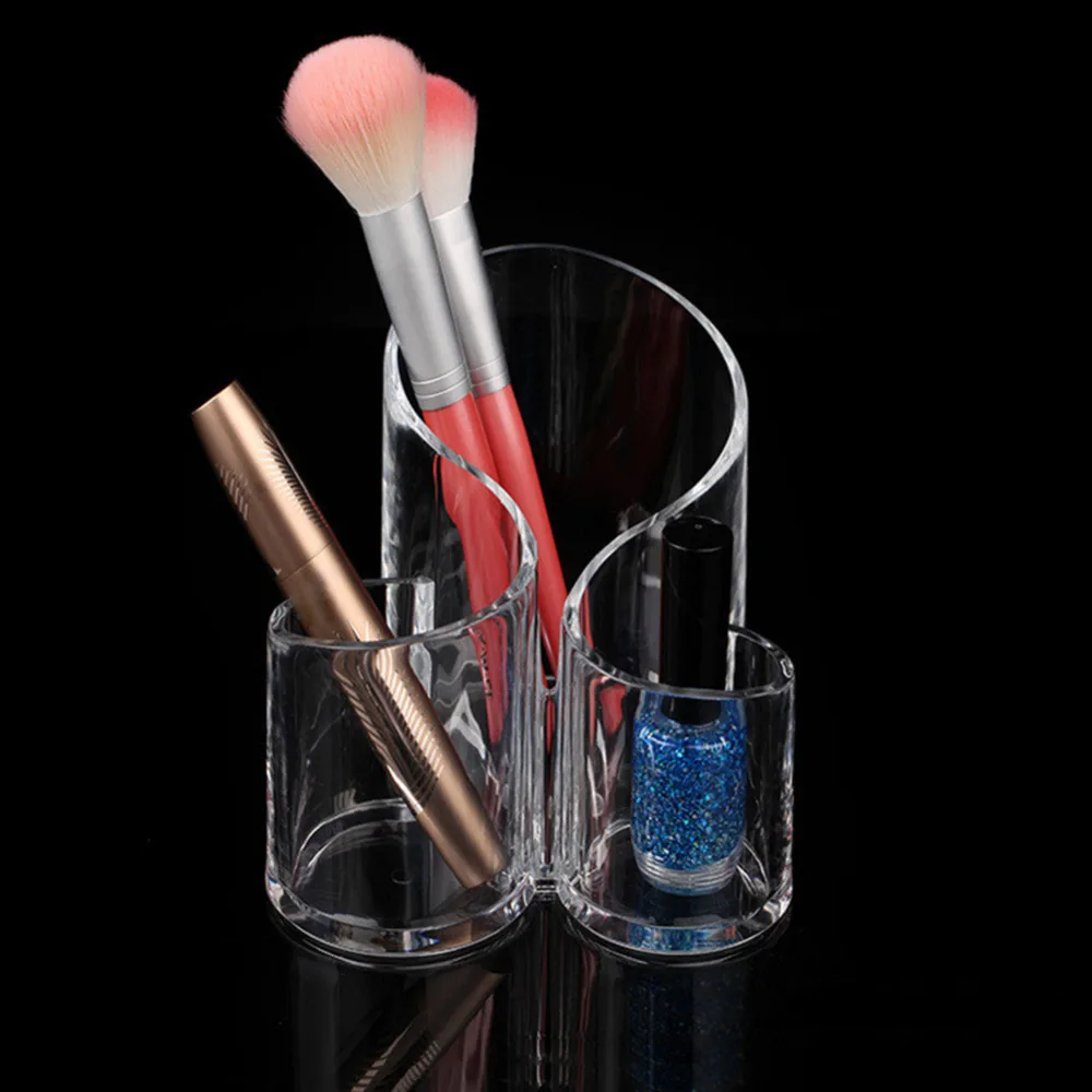 

Transparent Clear Acrylic Makeup Organiser Cosmetics Stand Display Storage Box Case Lipstick Brush Holder Racks storage box