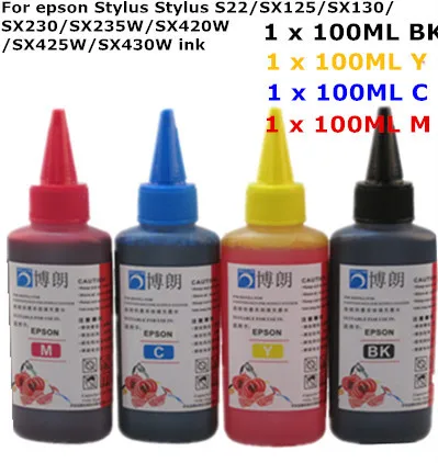 

Universal High quality 4Color Premium Dye Ink 400ML For EPSON stylus S22/SX125/SX130/SX230/SX235W/SX420W/SX425W/SX430W printers
