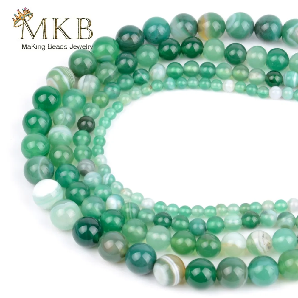 

Natural Stone Green Banded Agates Onyx Beads For Jewerly Making 4 6 8 10 12mm Round Beads Diy Bracelet Necklace Wholesale Perles