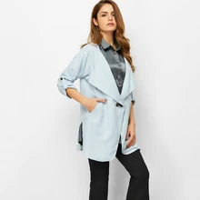 1 шт., модное весенне-осеннее женское белье чистых тонов цвета хаки синего цвета, Длинная ветровка на одной пуговице, куртка легкое пальто, пальто