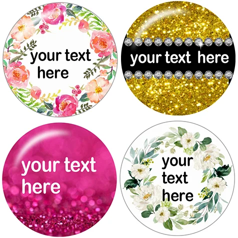 

12pcs/lot Custom your text here! snap button12mm/18mm/20mm/25mm Round photo glass cabochon demo flat back Making findings DZ602