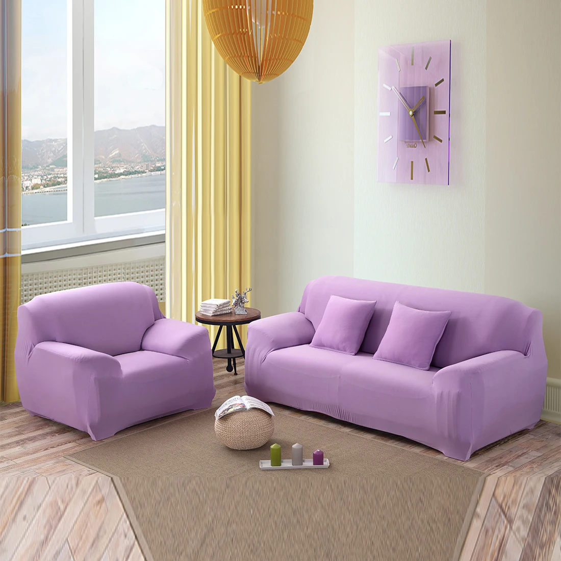 

Slipcover Stretch Four Season Sofa Covers Furniture Protector Polyester Elastic Solid Color Couch Cover Sofa Towel 1 seater