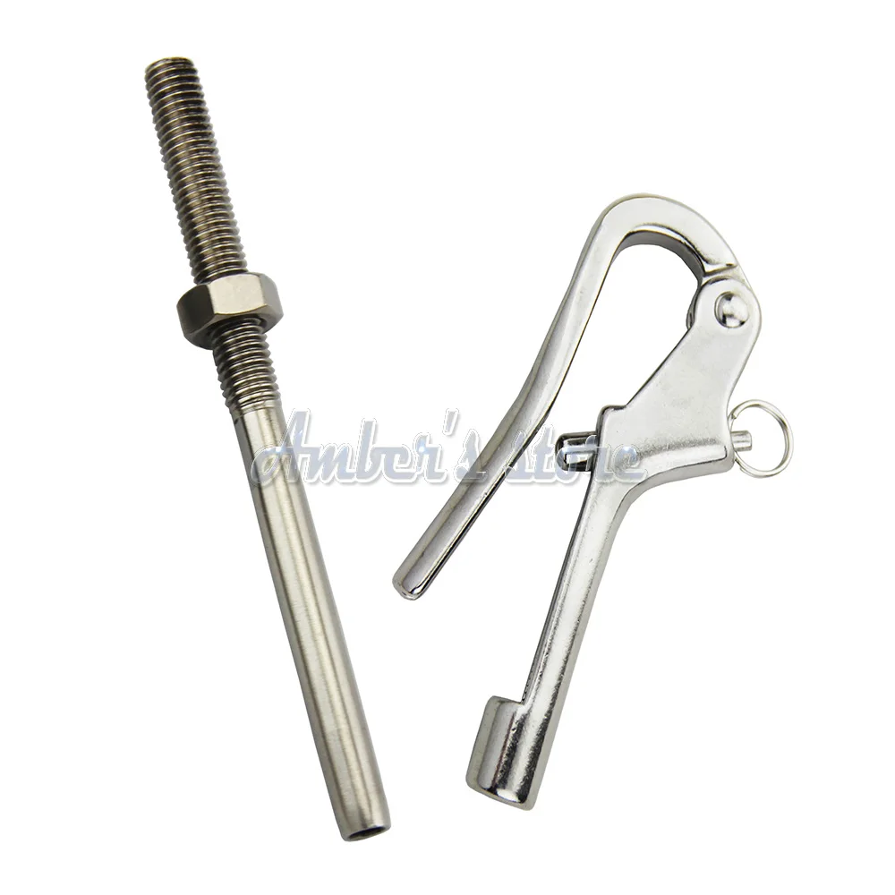 4 inch Openable Pelican Hooks Shackle 316 Stainless Steel Quick Release Hand Rail Guardrails w/ Stud Terminals