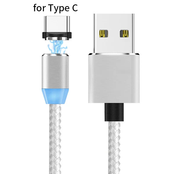 Sovawin 1 м Магнитный Micro USB кабель зарядное устройство для мобильного телефона 2A type c Android Быстрая зарядка для Iphone 7 6s для samsung для Xiaomi - Цвет: Silver for type-c