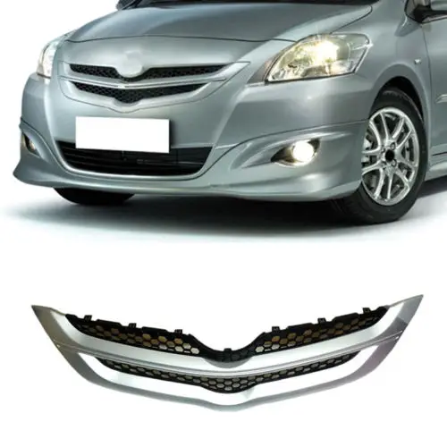 ForToyota Vios старая версия 2008-2009 ABS+ Серебряная отделка для выпечки передняя решетка