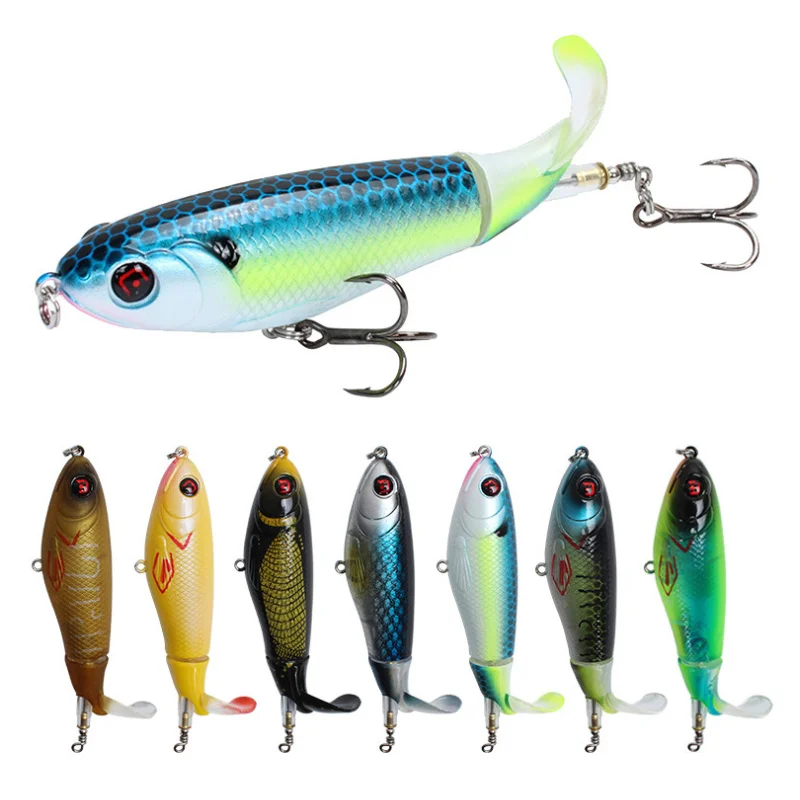 Вращающийся хвост Topwater Воблер Поппер приманки для ловли на блесну Minnow whopper plopper