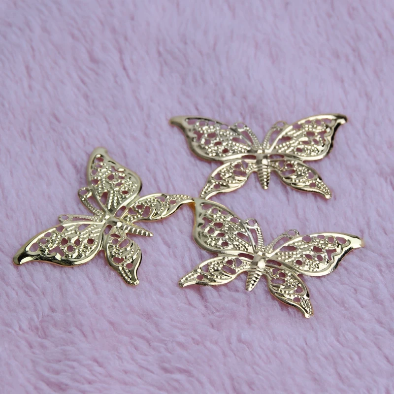 30 шт. золотистые металлические коннекторы 39x25 мм|filigree wraps|butterfly filigreemetal connector |