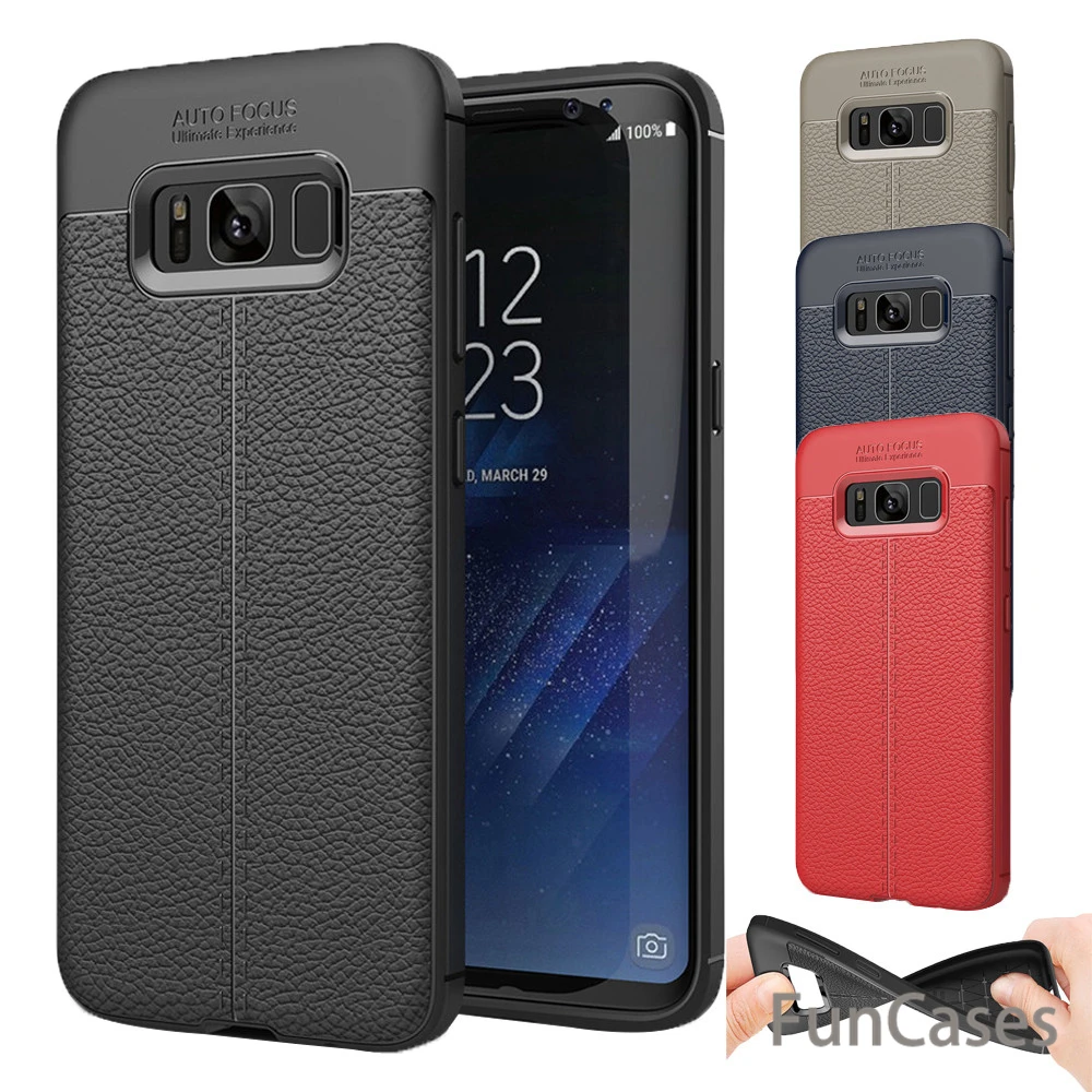 For Samsung Galaxy S8 Case Luxury TPU Silicone Imitation Leather back Cover for plus glaxy casa | Мобильные телефоны и