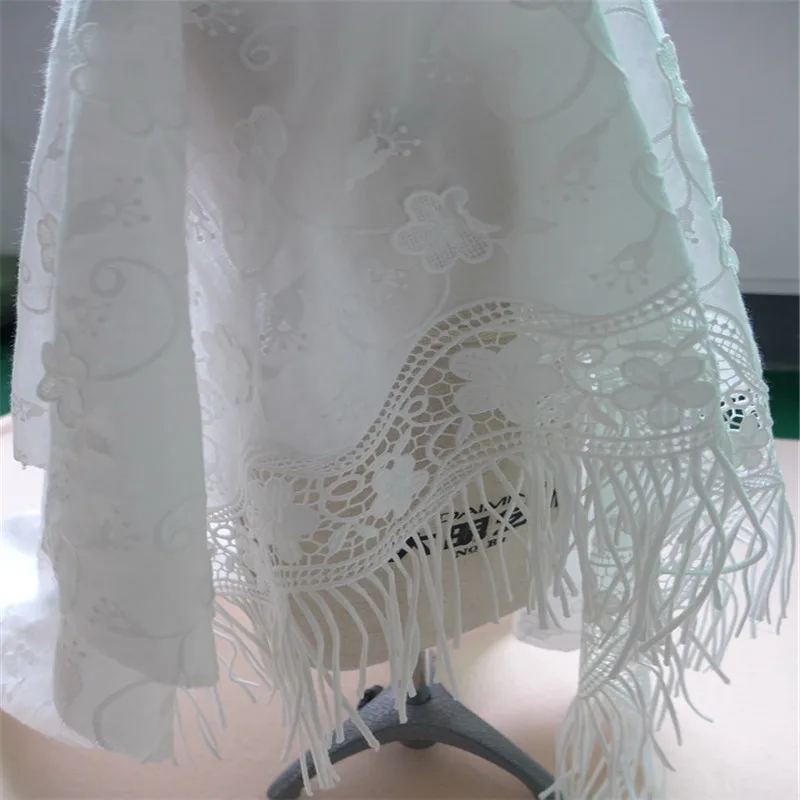 

Ivory White Cotton African Fabric Embroidery Tassels Nigerian Fabric For DIY Floral Trim Manual Sewing