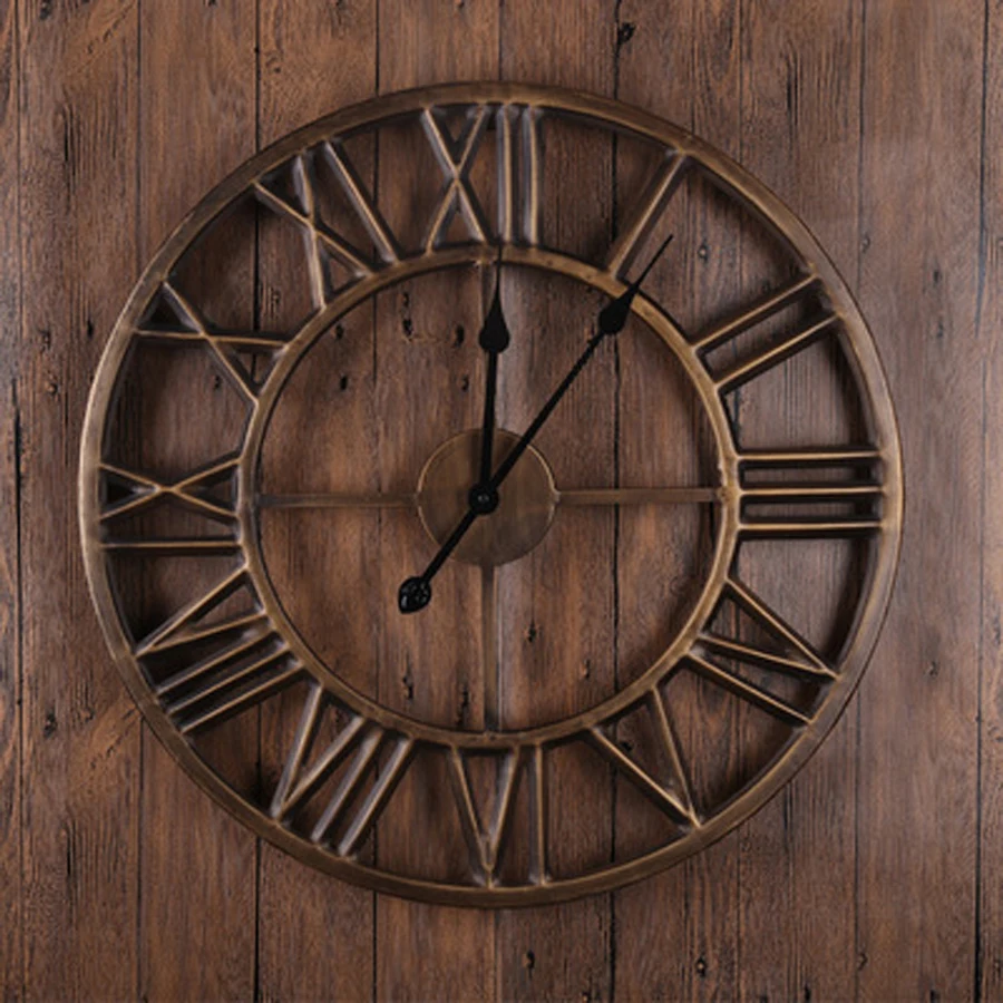 

Large Metal Wall Clock Modern Design European Retro Style Roman Number Creative Iron Watch Big Wall Clocks Home Decor 60x60 cm