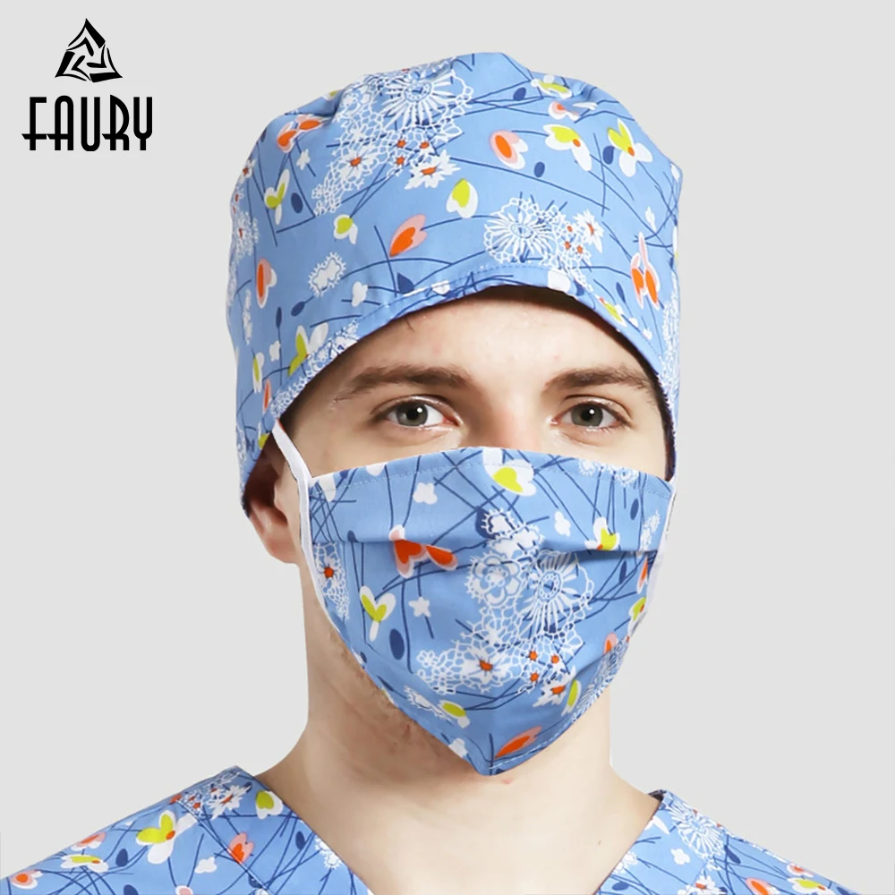 Unisex Cotton Surgery Caps Dental Scrub Women Man Pet Doctor Headdress