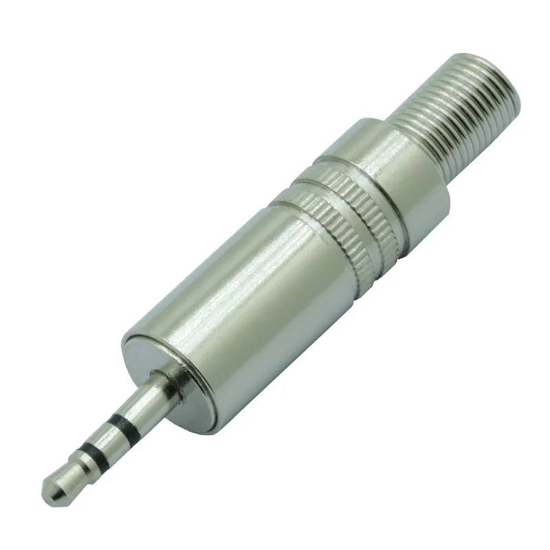 100pcs Metal 2 5MM Stereo Connector with Spring 2 5mm 3 Poles Stereo Male Plug Soldering Audio Stereo Headphone Cable Adapter