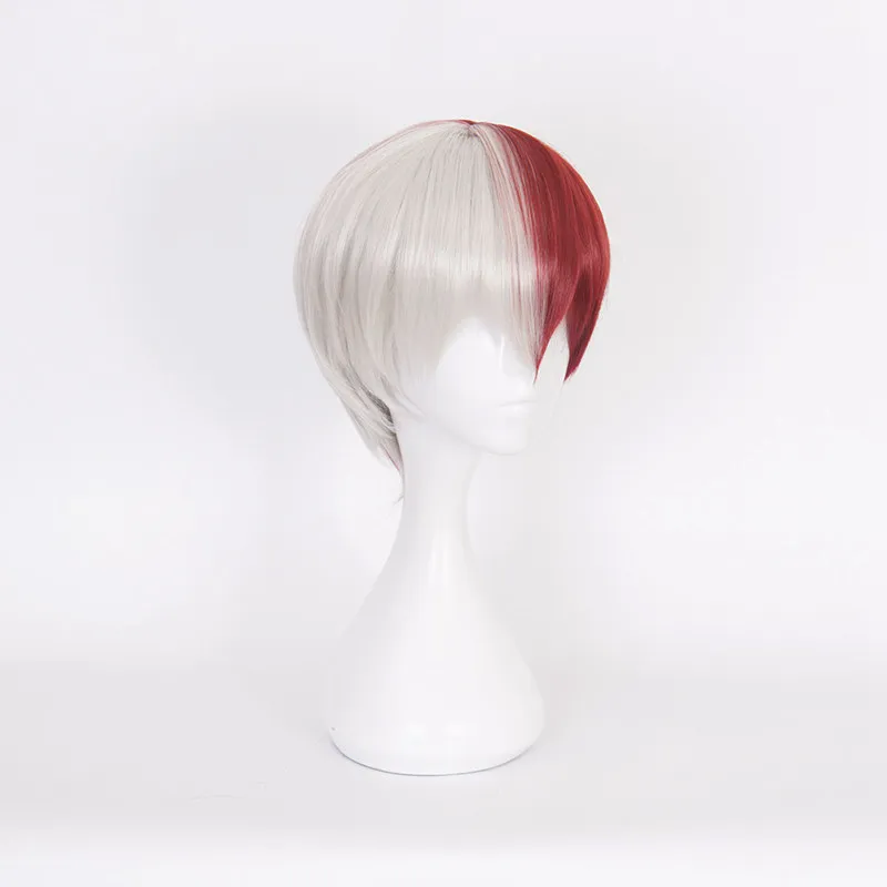 High Quality My Hero Academia Boku no Hiro Akademia Shoto Todoroki Shouto Wigs Silver White And Red Cosplay Wig+ Wig Cap