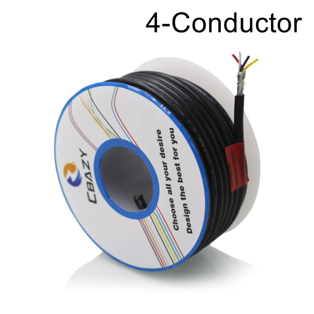 4C Black 6M UL 2547 24 AWG многожильный контрольный кабель медный провод экранированный