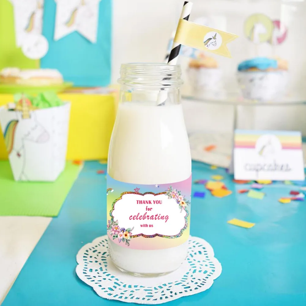  OurWarm Unicorn Party Decoration Unicorn 1st Banner Paper Bags Pillow Cover Unicorn Invitation Card - 32875189418