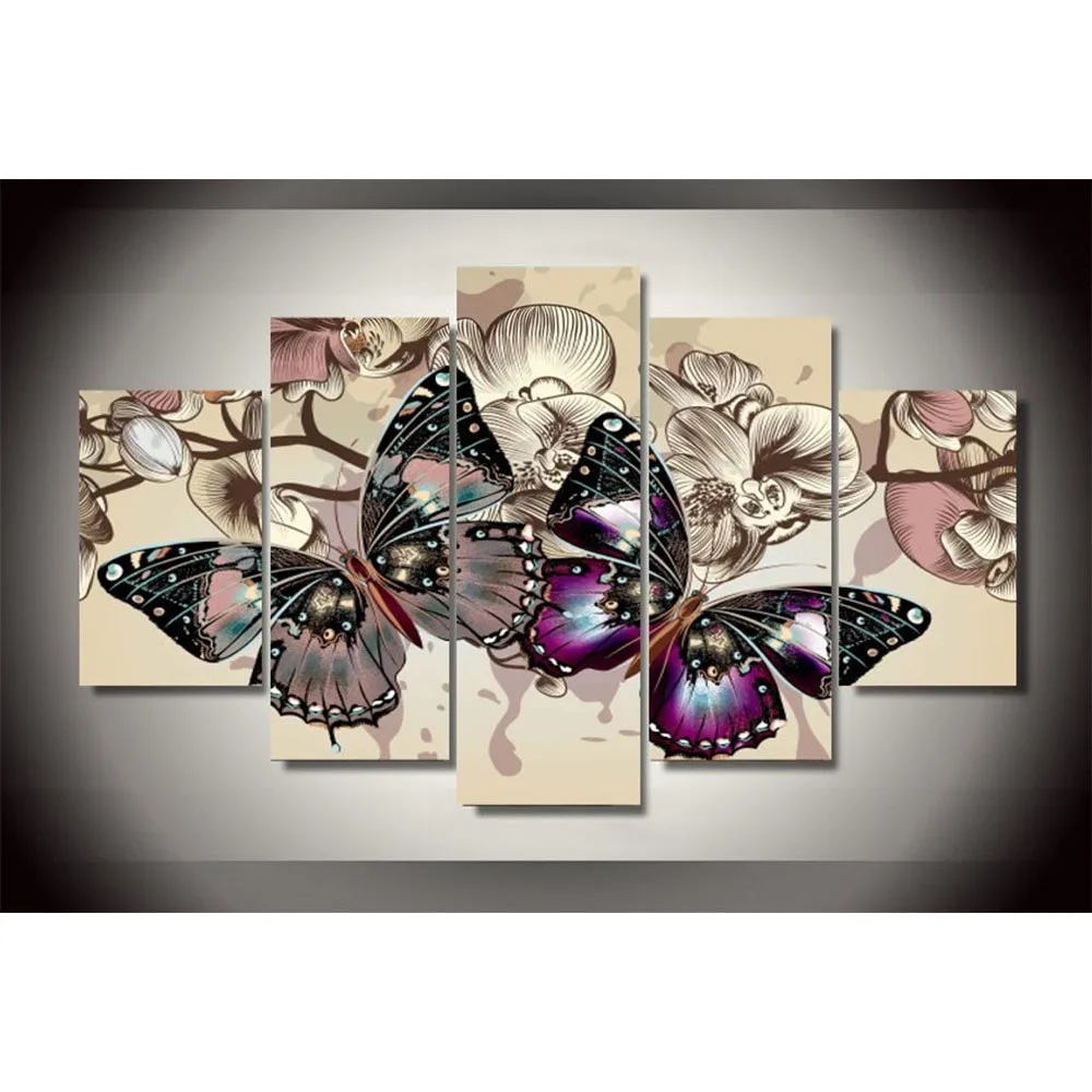 5-Pieces-set-Butterflies-Wall-Art-Pictures-for-Home-Decoration-abstract-Painting-Print-on-Canvas-Fresh