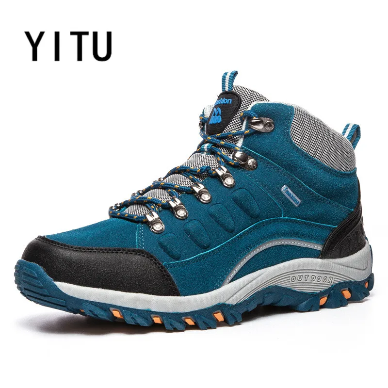

YITU High Top Tactical Shoes For Men Climbing Mountain Outventure Hiking Sneakers Men Breathable Leather Autumn Bize Size Shoes