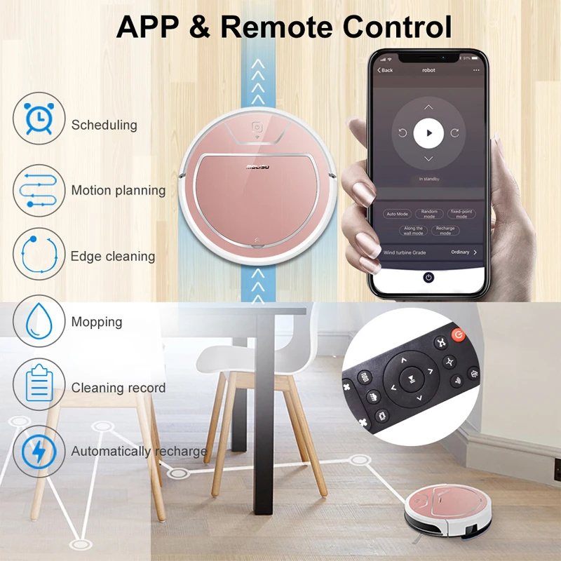 2019 2 in 1 Hot V8S pro ROBOT VACUUM CLEANER Intelligent navigation 2000 Pa suction Electronic water tank sweep Dry and wet