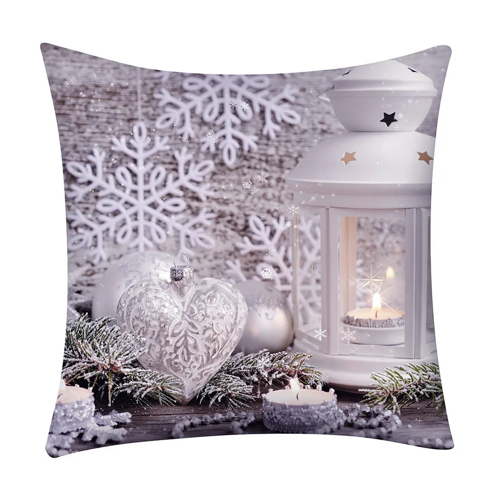 Christmas Print Cushion Cover Pillow Case Polyester Sofa Car Cushion Cover Home Decor Pillow Covers funda cojin 45x45 cm