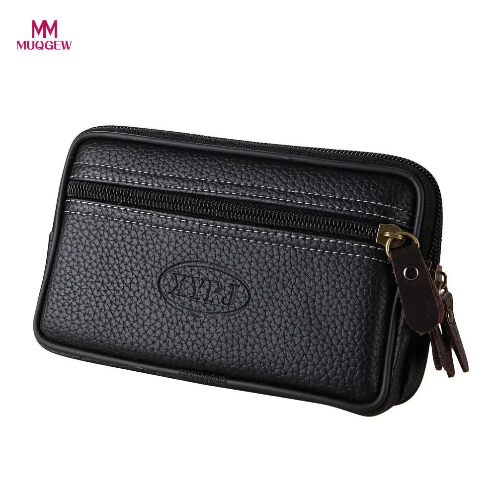

Male Vintage Men Pure color Leather Messenger Bag Coin Bag Phone Bag Clutch Waist Bag 2018 New Arrival