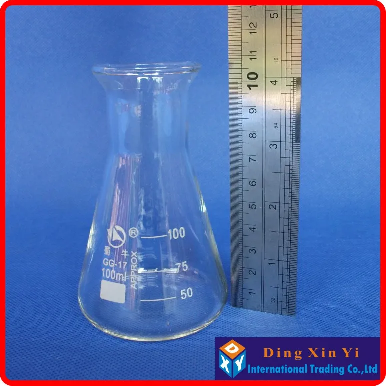 Стеклянная колба Erlenmeyer (4 шт./лот) 100 мл стеклянная коническая лабораторное