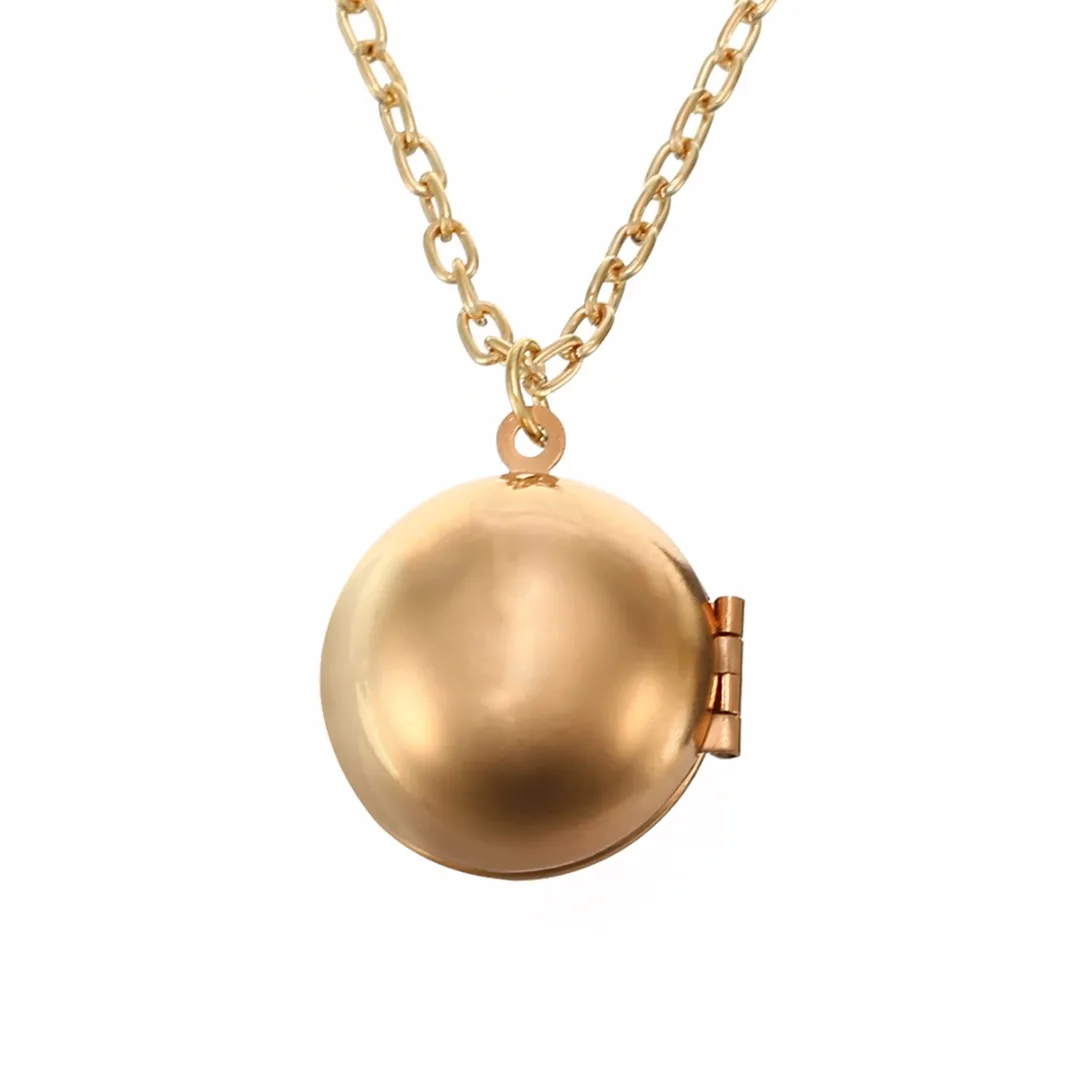 Charm Vintage lady Secret Message Ball Locket Silver Gold Pendant Necklace Jewelry Make A Love Confession Sweater Necklace Gift