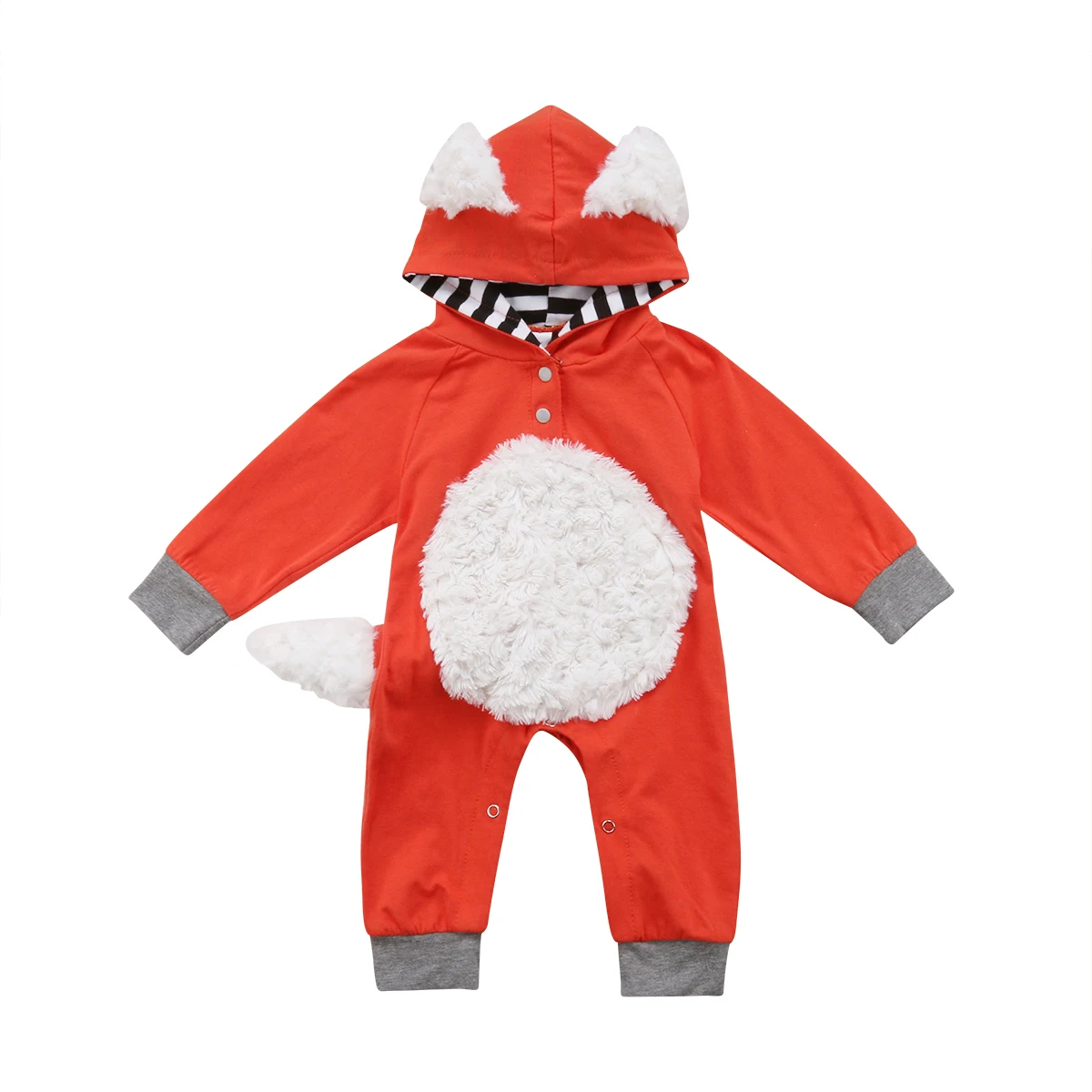 

Cute Winter Newborn Rompers Baby Boys Girls Warm Clothes Kid Fox Jumpsuit Coat With Ears Tail Lovely Toddler Outfits Costume
