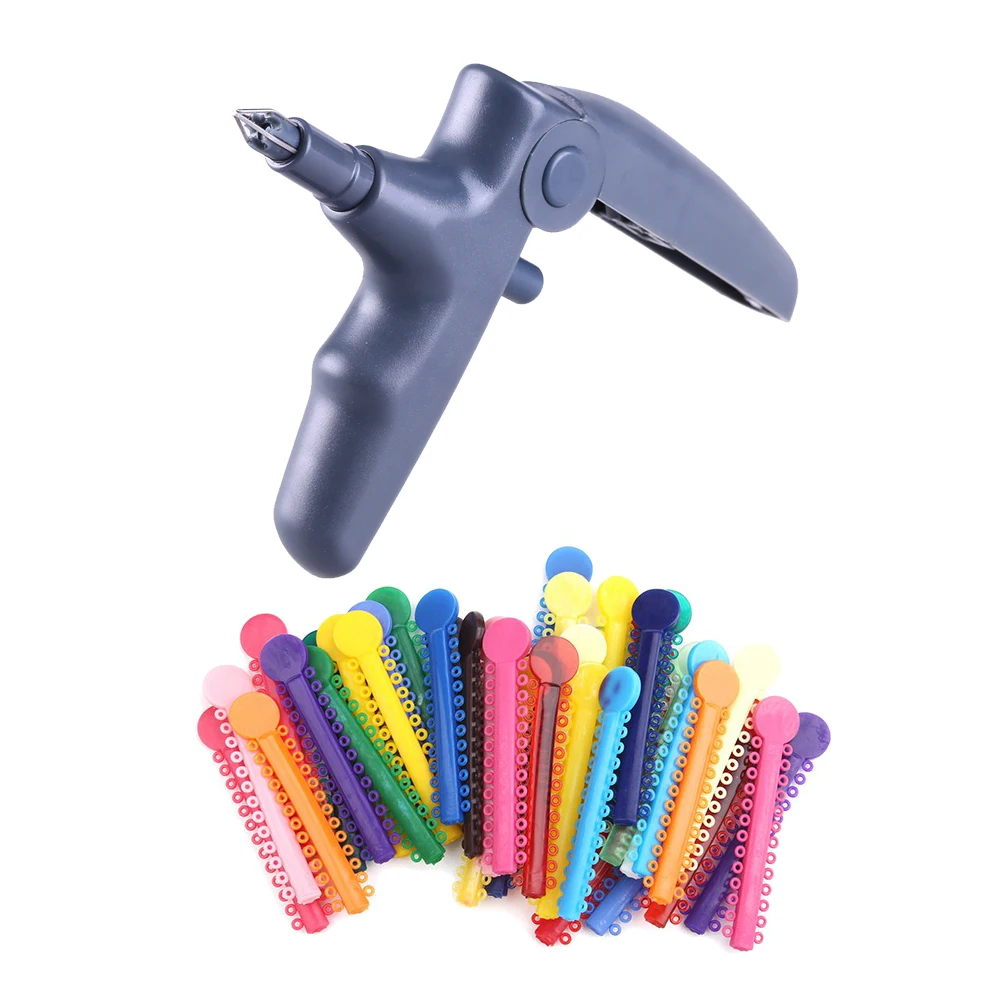 1pcs Dental Ligature Gun + 40pcs Ligature Ties Mixed Color Dental