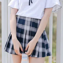 Новые женские летние мини юбки Harajuku модные клетчатые юбки с высокой талией плиссированные женские офисные мини юбки женские#6724