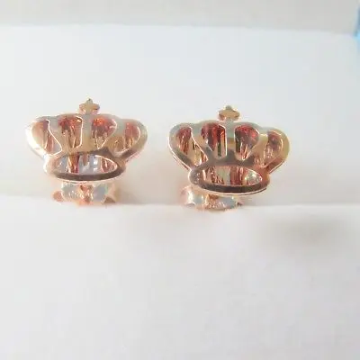 

Solid 18K Rose Gold Stud Earrings 10mm Lovely Crown Shape Earrings Real Gold