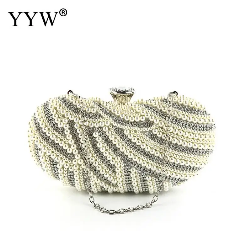 

Beadds Rhinestone Clutch Pearl Bag For Women Crystal White Evening Party Bag Elegant Chain Purse Handbags Lady Diamond Clutches