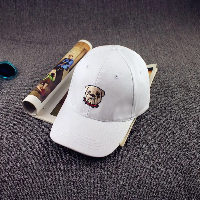 

2016 Popular Summer Sun Hat Men&Women Curved Hip-Hop Caps Adjustable Bulldog Pattern Snapback Hat Unisex Baseball Hats