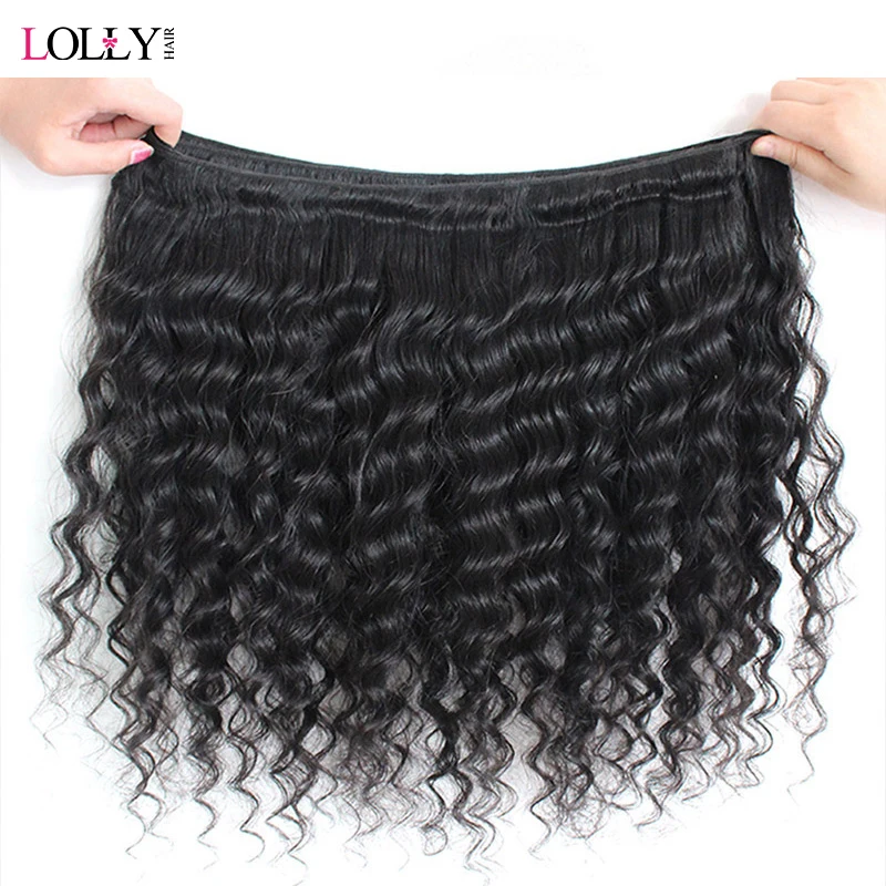 Lolly 3/4 Deep Wave Bundles with Closure Non Remy Human Hair Weaves with Lace Closure Brazilian Hair Weave Bundles with Closure Lolly 3/4 Deep Wave Bundles with Closure Non Remy Human Hair Weaves with Lace Closure Brazilian Hair Weave Bundles with Closure