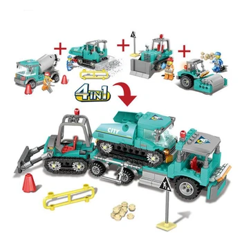 

Urban Engineering Mini Building Blocks Small Size City Bulldozer Crane Engineering Transport Vehicle Bricks for Gifts