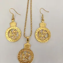 Эфиопский Лев Иуды кулон серьги Золотой Цвет Африка Эритрея этнические Львы вечерние набор украшений для женщин девочек Подарки