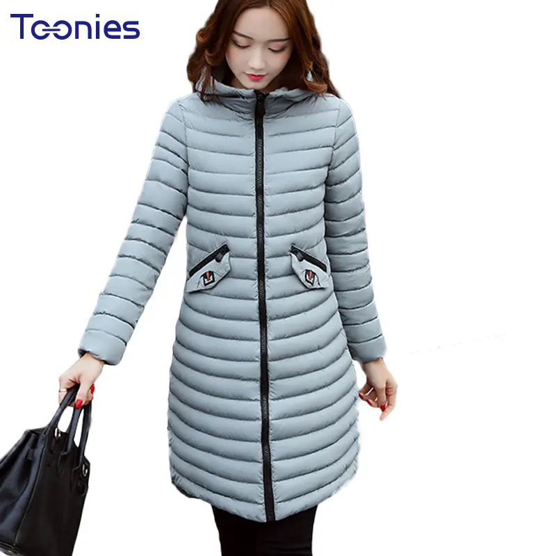 WInter Stripe Hooded Long Down Coats for Pregnant Women Jacket Clothes