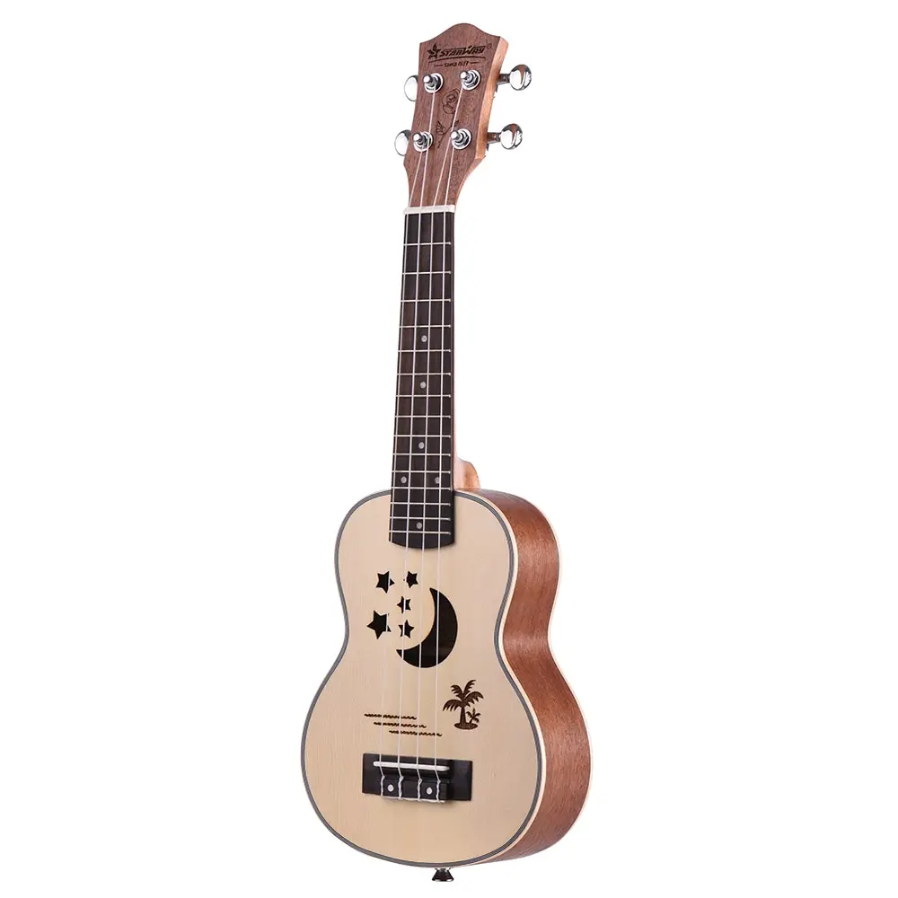 

21 Inch Acoustic Soprano Ukulele Ukelele Uke Spruce Topboard Sapele Side & Back Board Musical Gift