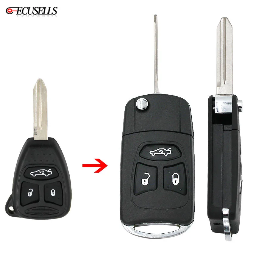 

Modified 3 Button Remote Key Shell For Dodge Charger For Chrysler 300 Town & Country For Jeep Commander For Mitsubishi Raider