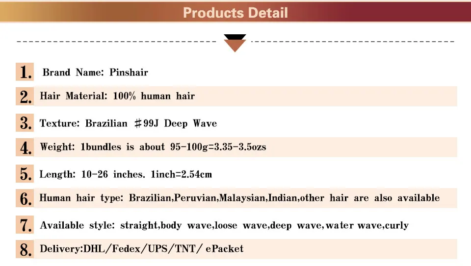 Pinshair Bold Red 99J Brazilian Hair Weave Bundles Deep Wave Human Hair Weft Extensions 4 Pcs One Pack Non Remy Pre-Colored Hair (3)