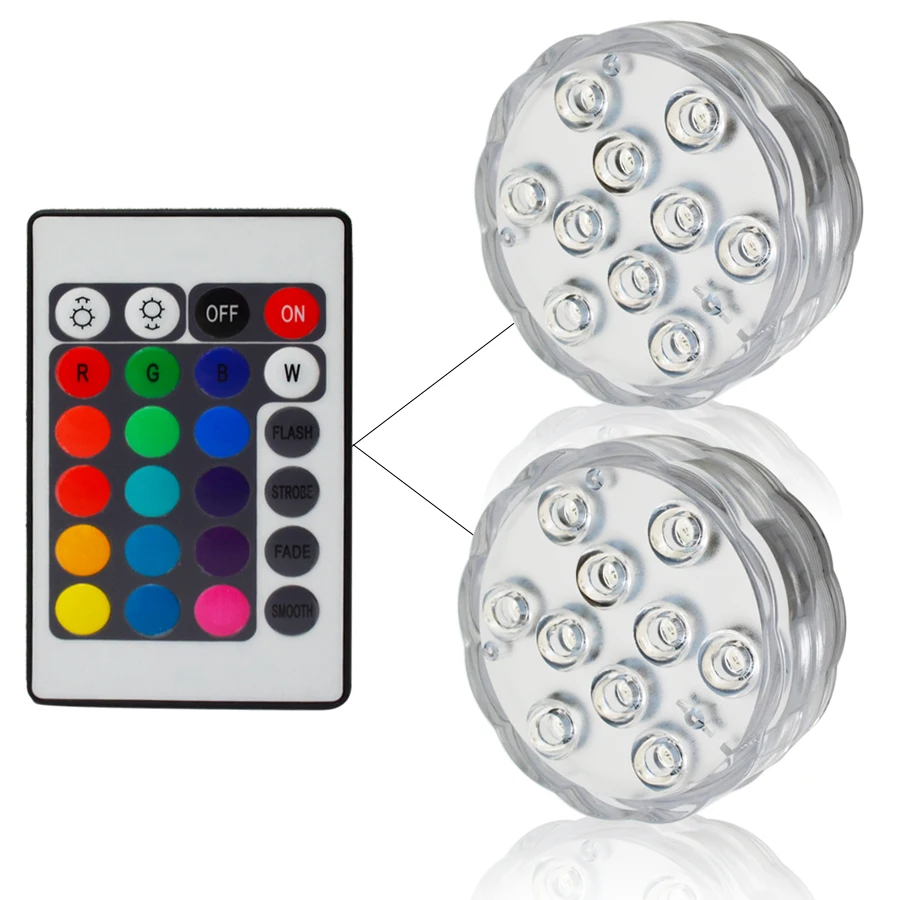 RGB LED luz Subacuática del acuario con pilas impermeable jardín Piscina luz del partido sumergible piscina estanques par56