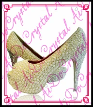 Aidocrystal Kristall perle hochhackige schuhe hochzeit braut und brautjungfern einzelnen schuhe handgefertigten pumpen große size35-44