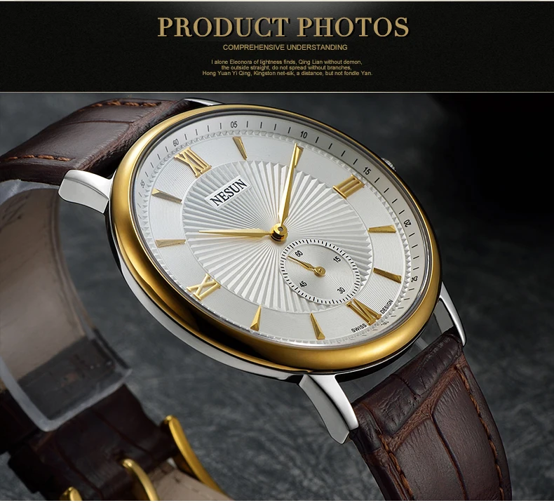 Nesun Швейцарии Элитный бренд часы Для Женщин Японский MIYOTA кварцевый двигаться Для мужчин t Для мужчин часы из натуральной кожи пара часы N8501-LL4