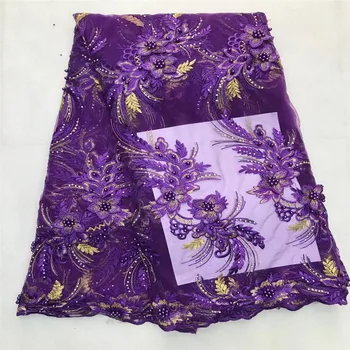 

Bridal Nigerian Wedding Lace Materials 3d Lace Fabric High Quality Pearls African Lace Fabric 2017 Embroidered Nigerian JL34-2