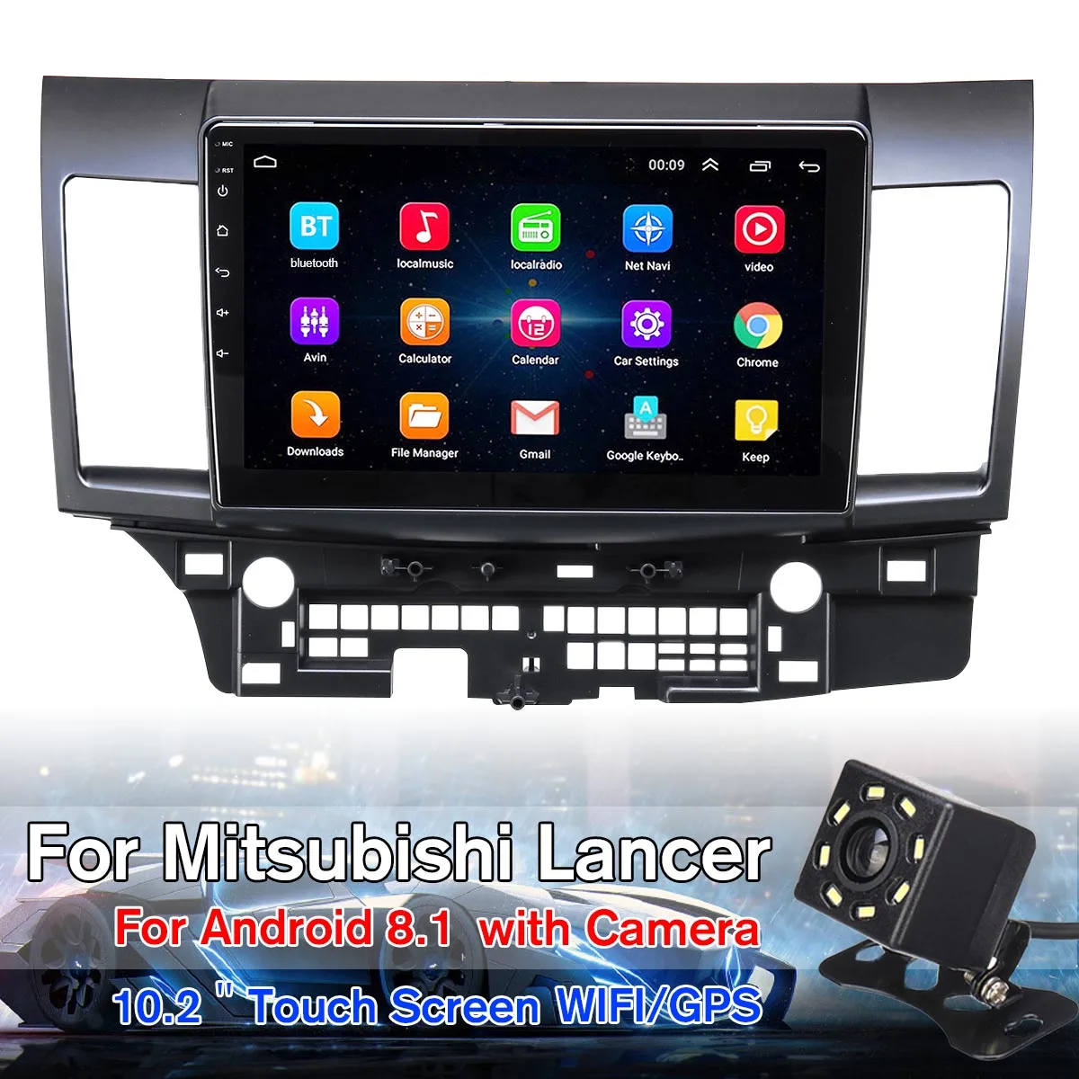 Best Car Multimedia Player 10.2 1G+16G for Android8.1Car Stereo 1DIN bluetooth WIFI GPS Quad Core For Mitsubishi Lancer head unit 16