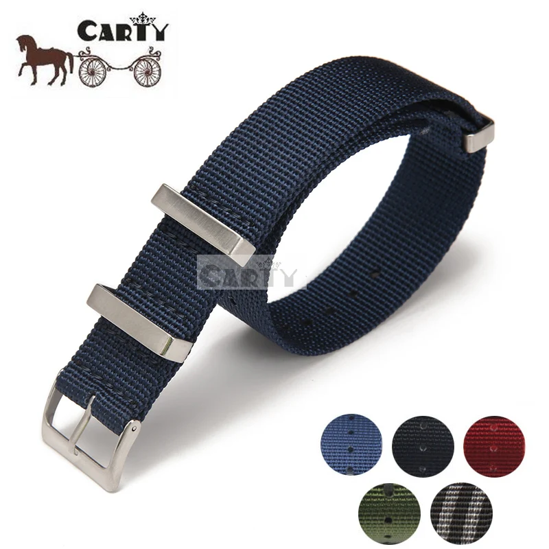 Navy Blue Высокое качество холст нейлон ремешок для часов браслет 20 мм, 22 мм 304L стальная пряжка спортивный ремешок аксессуары для часов для мужчин - Цвет ремешка: Navy Blue