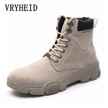

VRYHEID Brand Genuine Leather Men Boots Autumn Winter Ankle Boots Fashion Footwear military boots High Quality Vintage Men Shoes