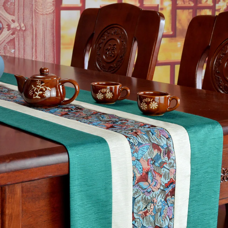 Concise Style Cotton Linen Wedding Table Runner Embroidery TV