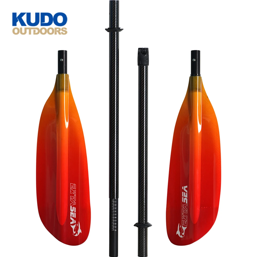 New Colorful Transparent Carbon Fiber Sea Kayak Paddle in 4 Parts with